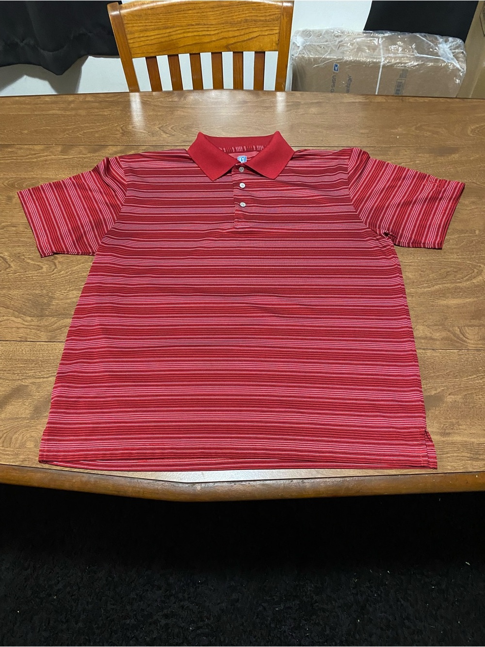 PGA Tour Red Multi-Stripe Polo Shirt